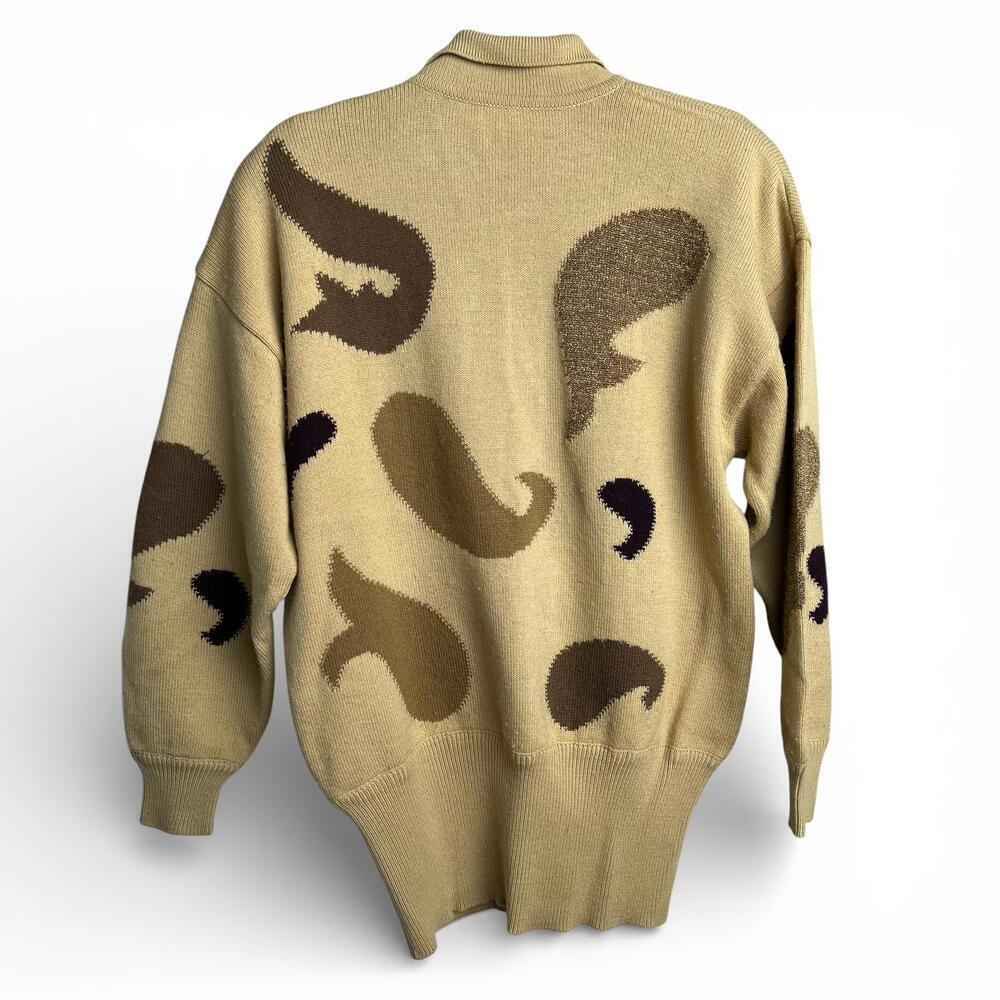 Vintage 80s Escada by Margaretha Ley Floral Applique Embellished Polo Sweater - Picture 3 of 4
